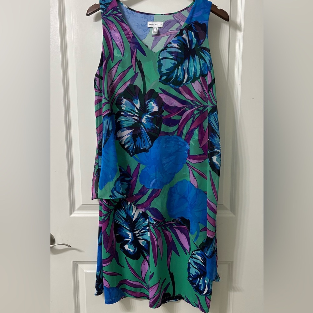 Susan Graver Floral Knit Dress size Medium
